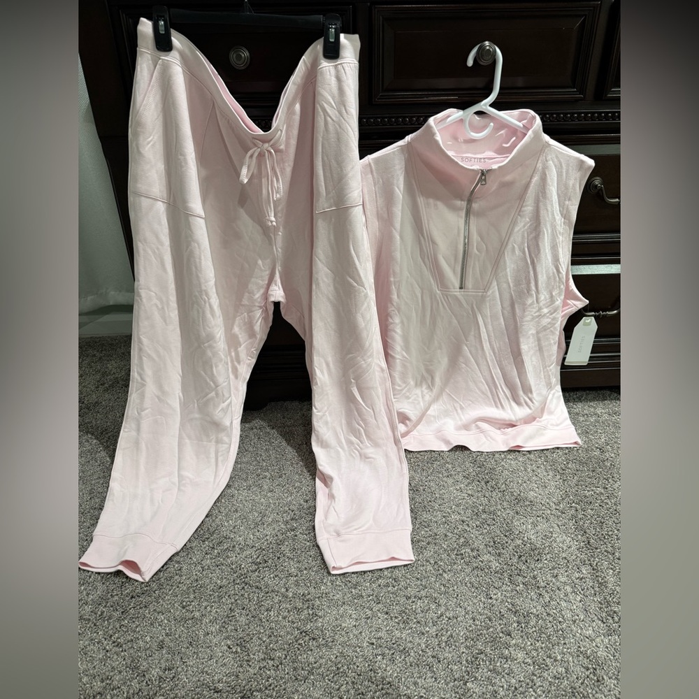 Softies Dream Knit Pink Quarter Zip Jogger Pants - Picture 9 of 10